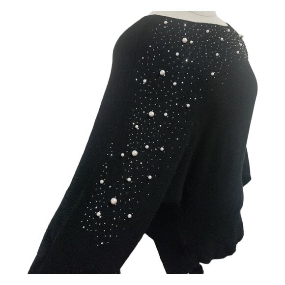 CT1733 On Blue Black and Pearl Studded Long Sleeve Sweater - Picture 4 of 5